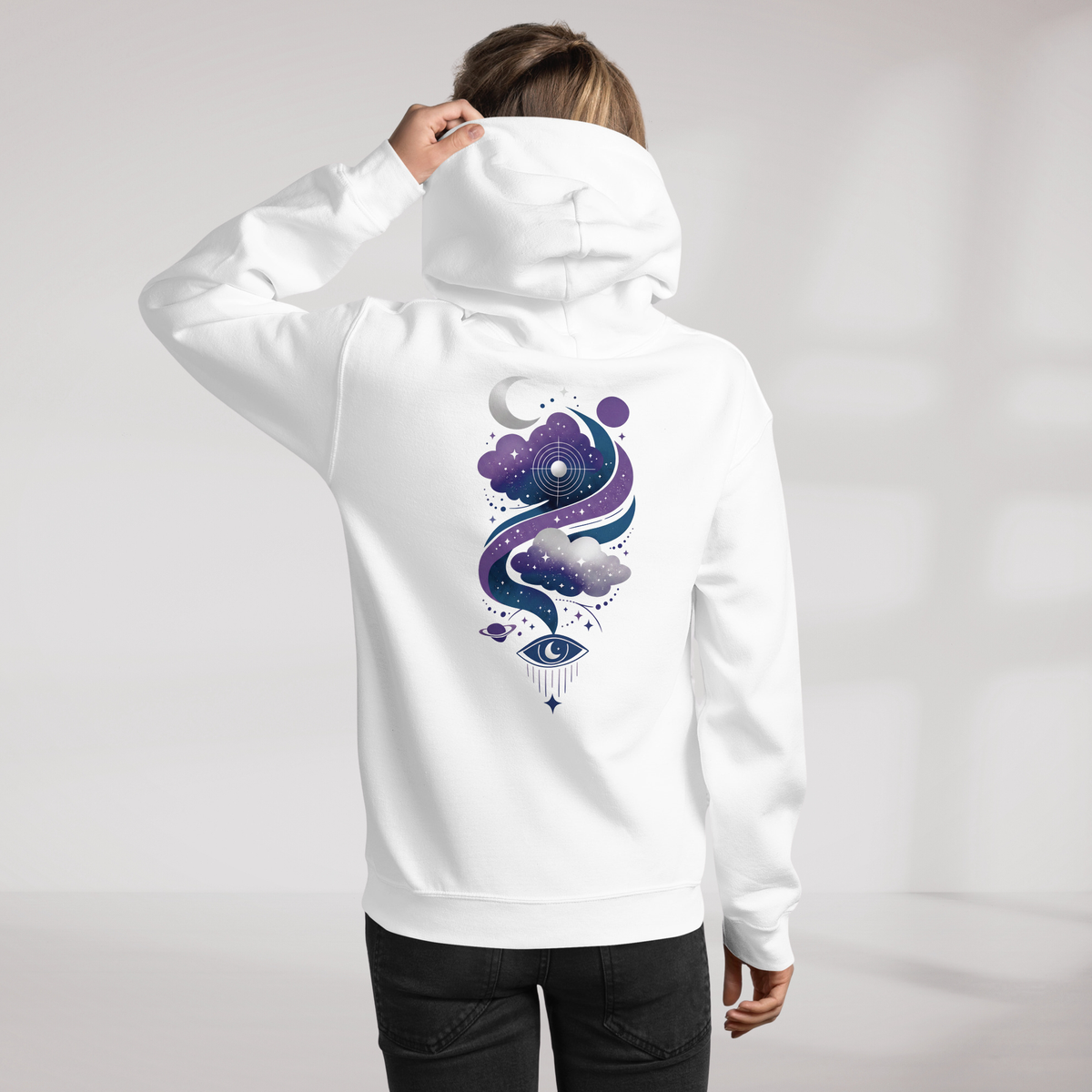 Cosmic Dreamer Hoodie Mystisch – Farbe Weiß – Ansicht 10