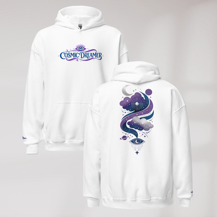 Cosmic Dreamer Hoodie Mystisch – Farbe Weiß – Ansicht 1