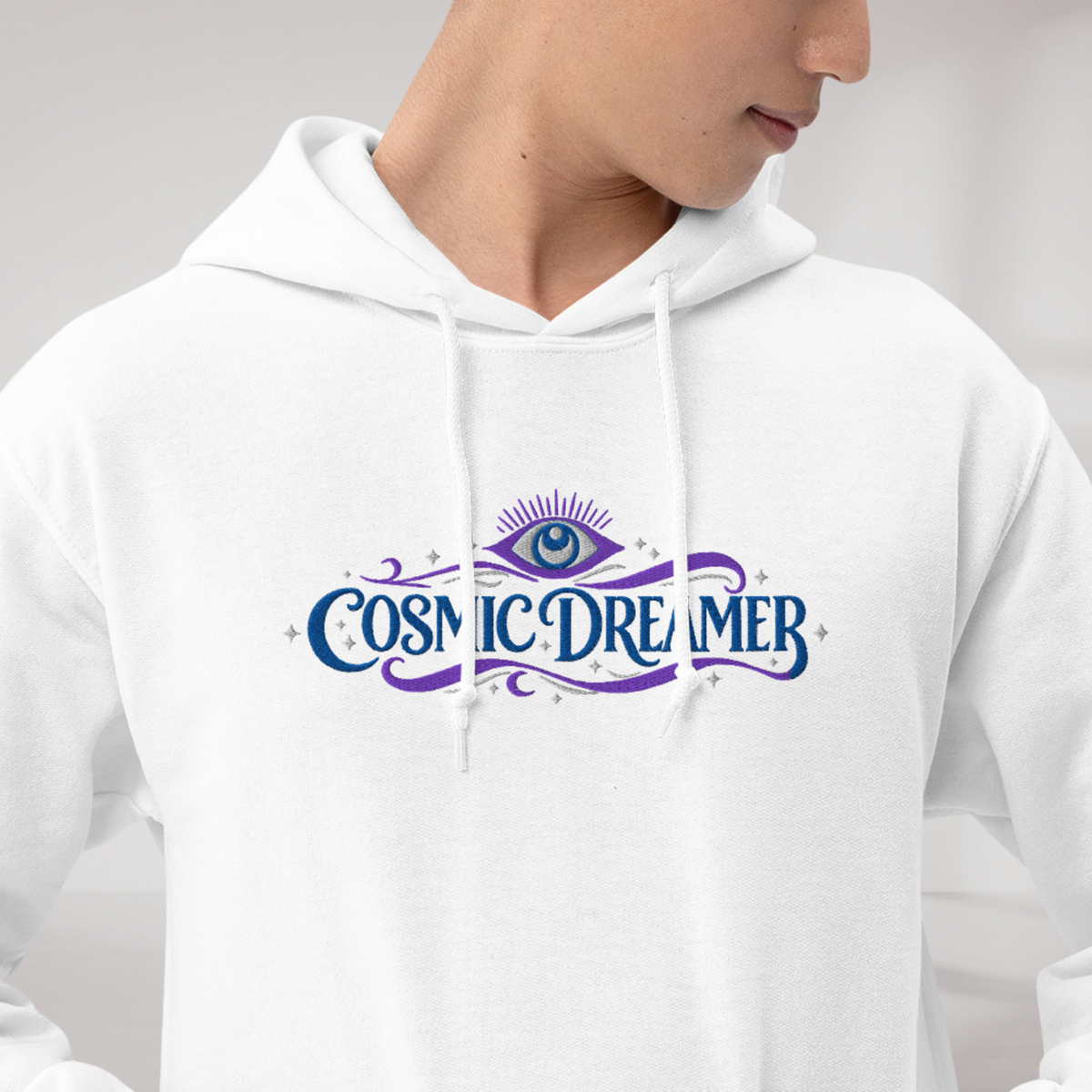 Cosmic Dreamer Hoodie Mystisch – Farbe Weiß – Ansicht 4