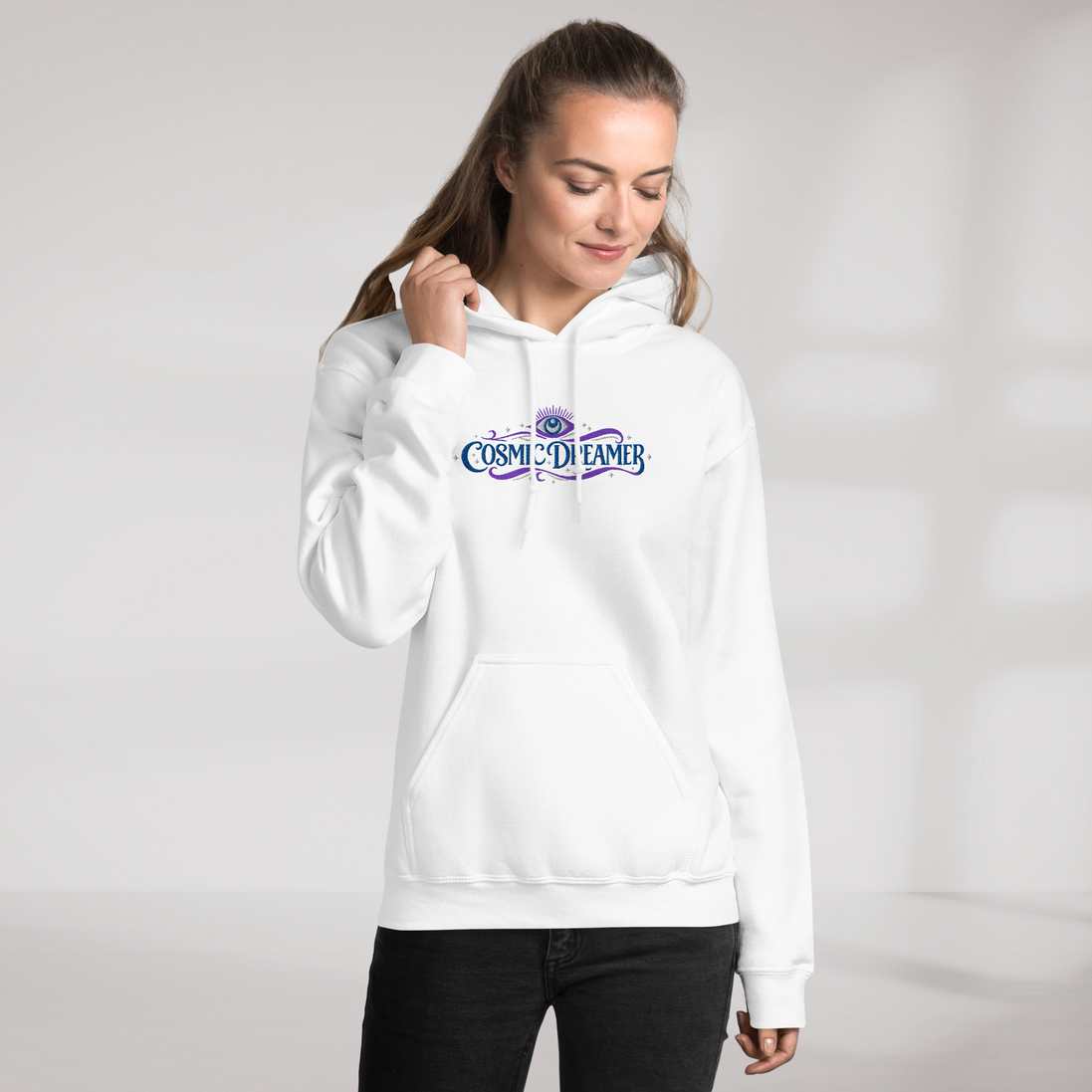Cosmic Dreamer Hoodie Mystisch – Farbe Weiß – Ansicht 9