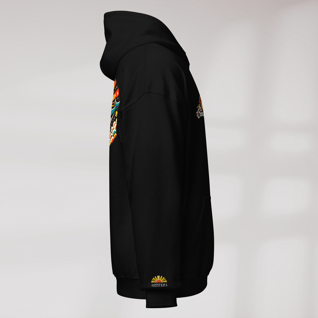 Cosmic Dreamer Hoodie Retro – Farbe Schwarz – Ansicht 2
