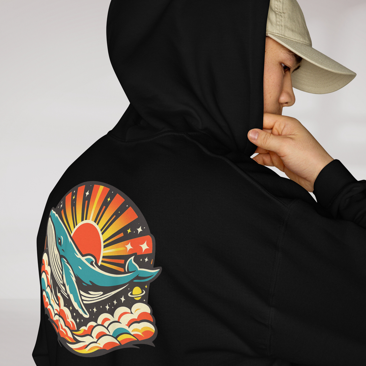 Cosmic Dreamer Hoodie Retro – Farbe Schwarz – Ansicht 4
