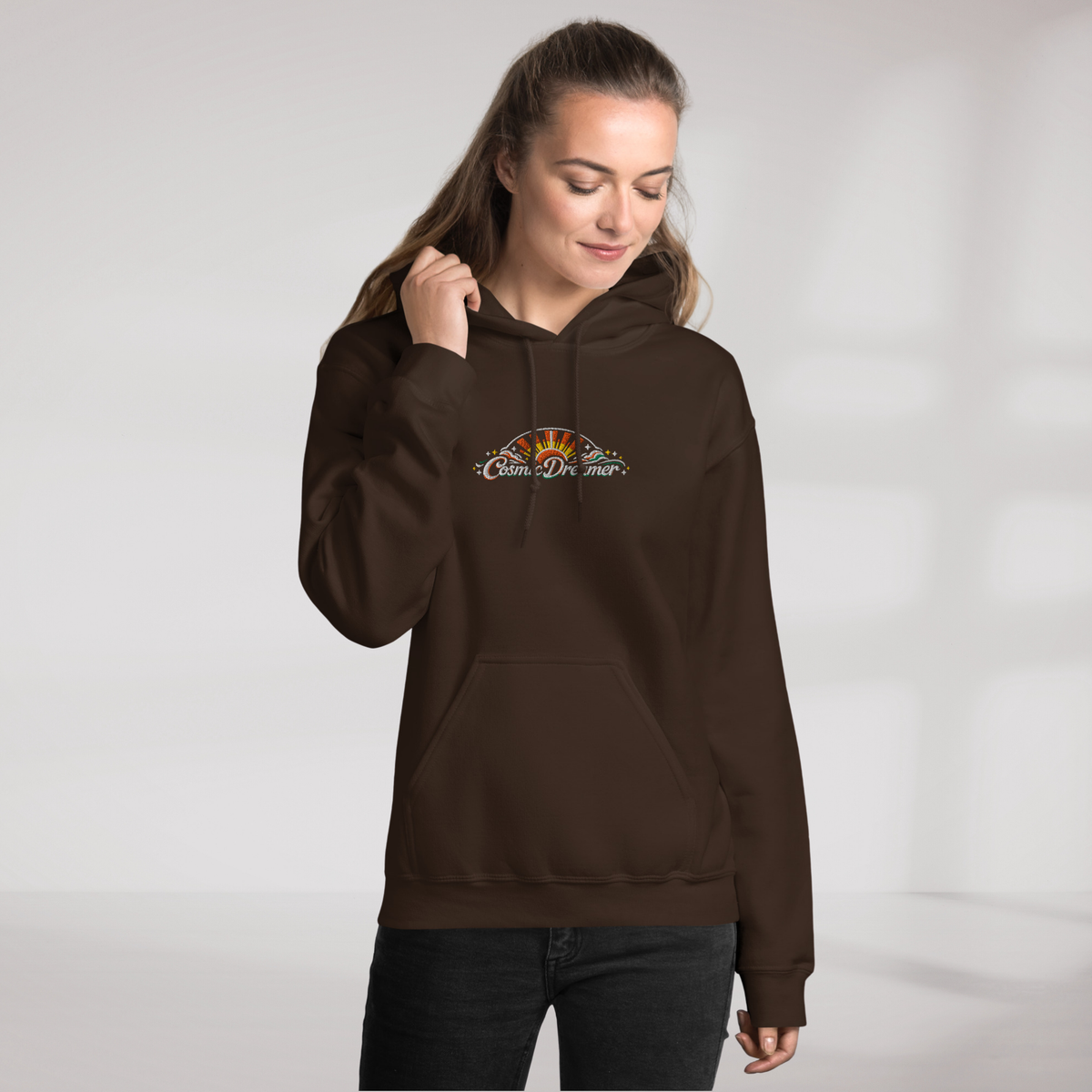 Cosmic Dreamer Hoodie Retro – Farbe Dunkle Schokolade – Ansicht 10