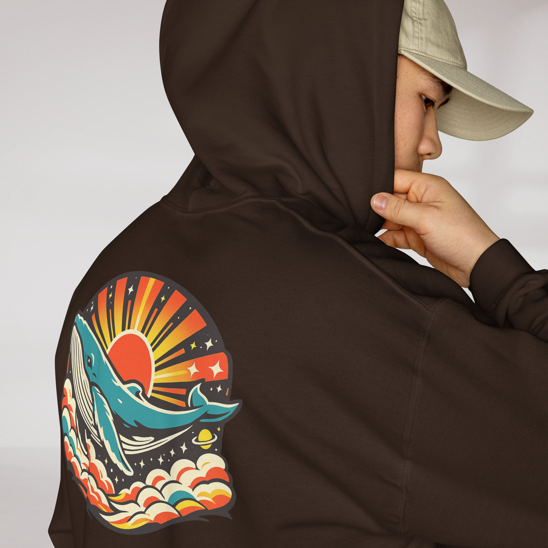Cosmic Dreamer Hoodie Retro – Farbe Dunkle Schokolade – Ansicht 5