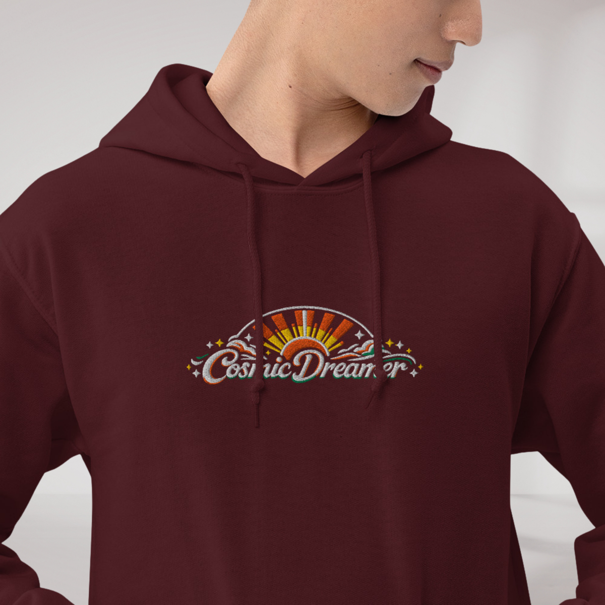 Cosmic Dreamer Hoodie Retro – Farbe Kastanienbraun – Ansicht 4