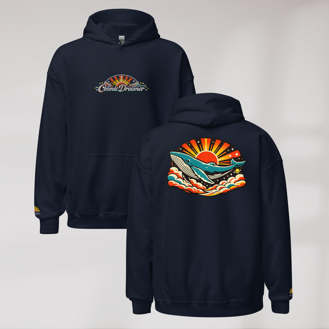 Cosmic Dreamer Hoodie Retro – Farbe Navy – Ansicht 1