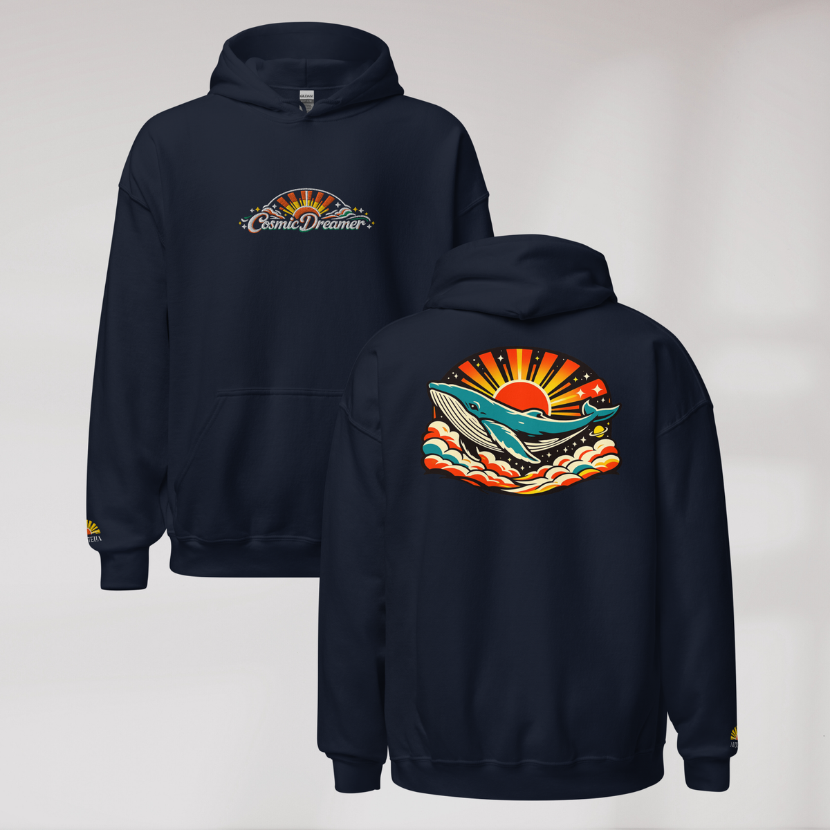 Cosmic Dreamer Hoodie Retro – Farbe Navy – Ansicht 1