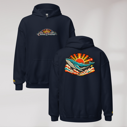 Cosmic Dreamer Hoodie Retro – Farbe Navy – Ansicht 1
