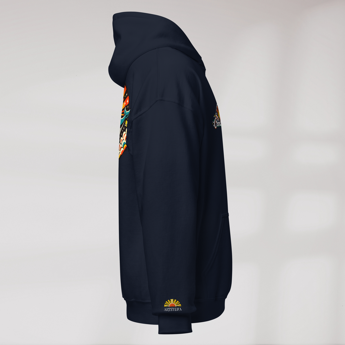 Cosmic Dreamer Hoodie Retro – Farbe Navy – Ansicht 2