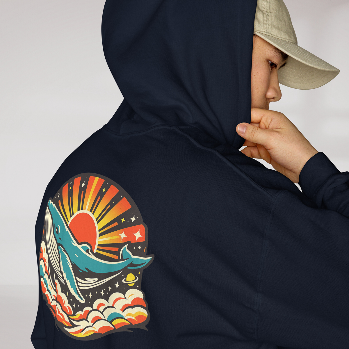 Cosmic Dreamer Hoodie Retro – Farbe Navy – Ansicht 5