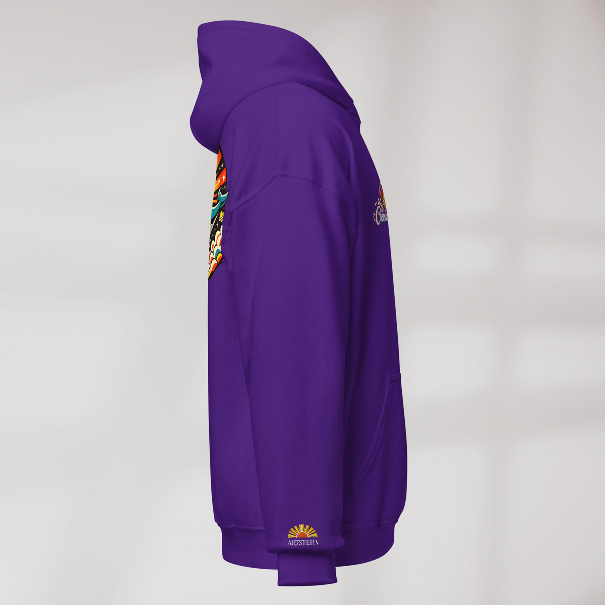 Cosmic Dreamer Hoodie Retro – Farbe Lila – Ansicht 2