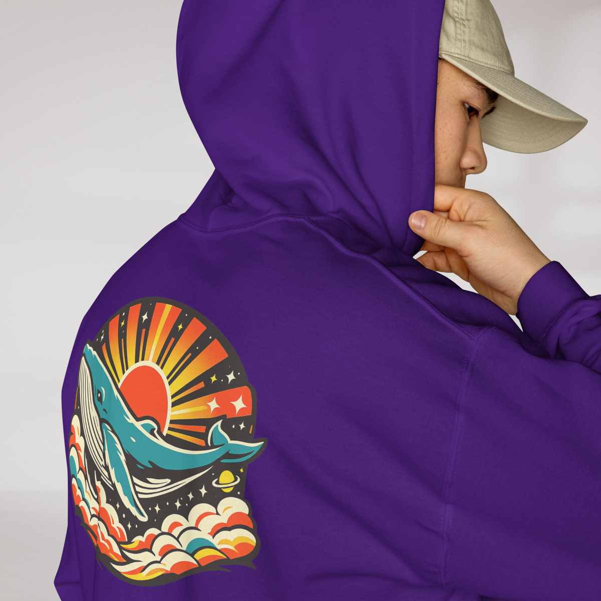 Cosmic Dreamer Hoodie Retro – Farbe Lila – Ansicht 6