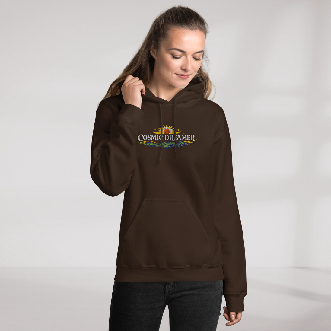 Cosmic Dreamer Hoodie Vibrant Grün ver. – Farbe Dunkle Schokolade – Ansicht 10