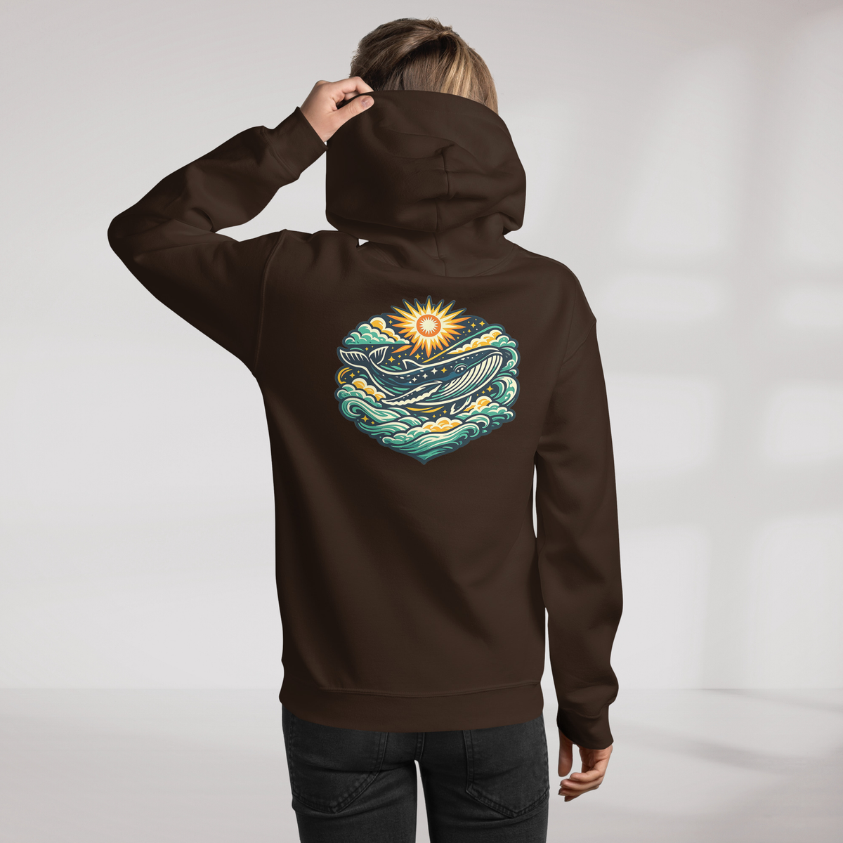 Cosmic Dreamer Hoodie Vibrant Grün ver. – Farbe Dunkle Schokolade – Ansicht 11