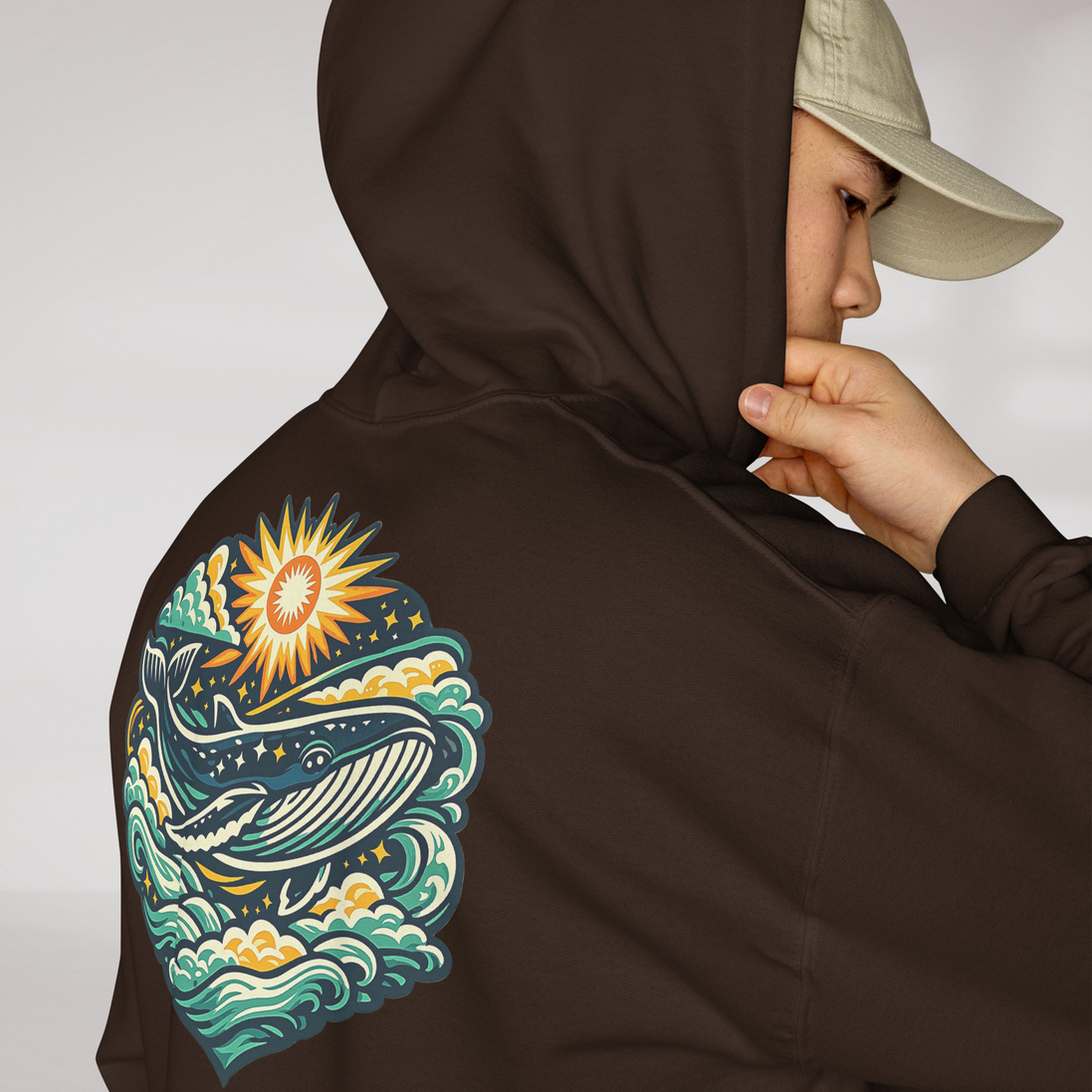 Cosmic Dreamer Hoodie Vibrant Grün ver. – Farbe Dunkle Schokolade – Ansicht 5