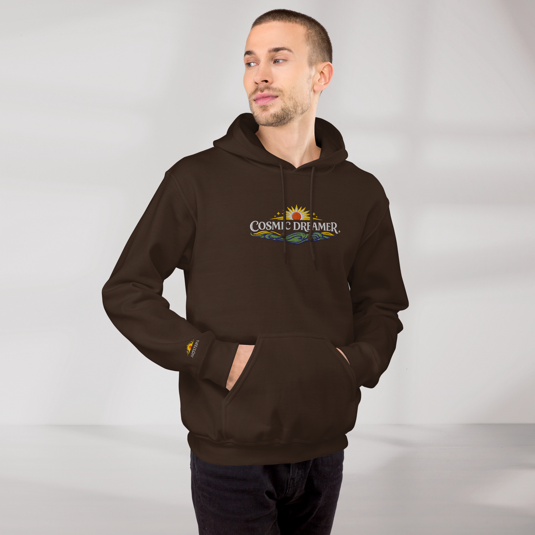 Cosmic Dreamer Hoodie Vibrant Grün ver. – Farbe Dunkle Schokolade – Ansicht 8