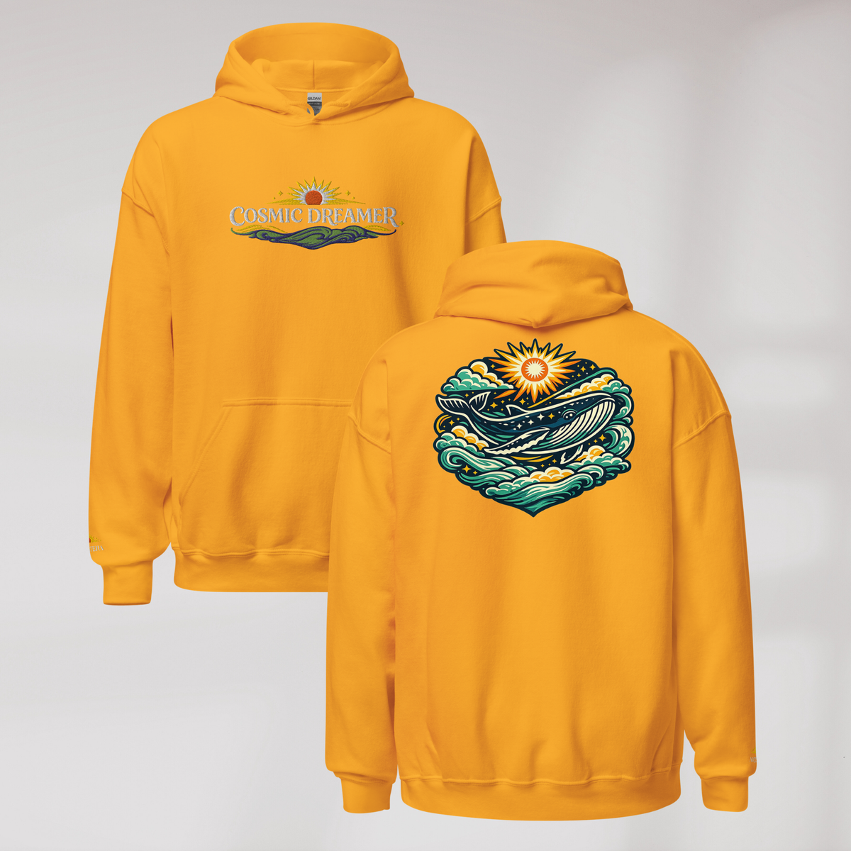 Cosmic Dreamer Hoodie Vibrant Grün ver. – Farbe Gold – Ansicht 1
