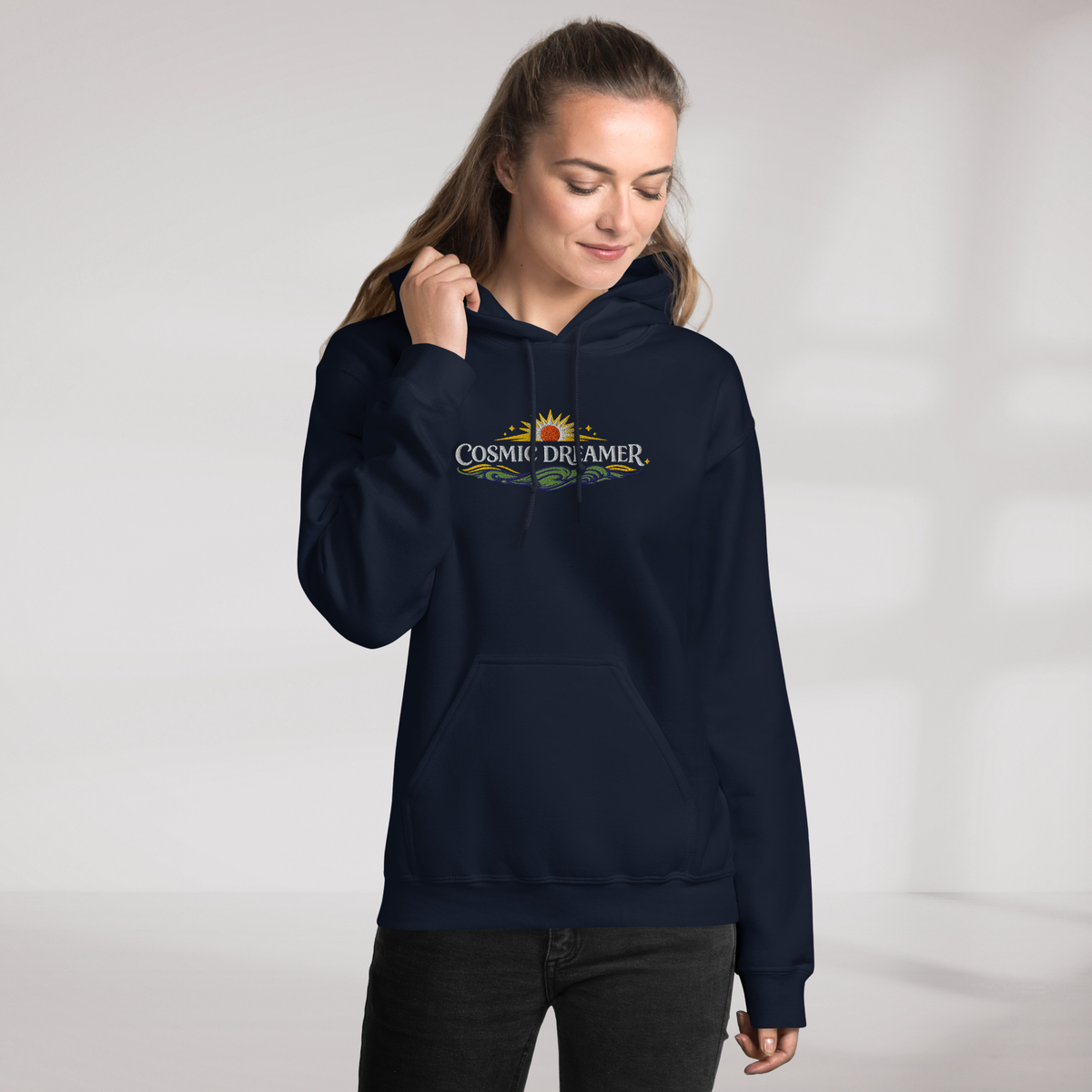 Cosmic Dreamer Hoodie Vibrant Grün ver. – Farbe Navy – Ansicht 10