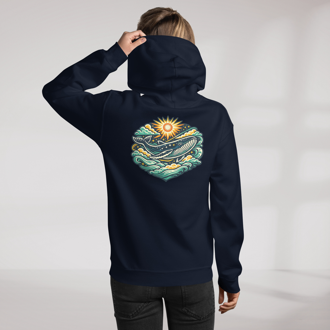 Cosmic Dreamer Hoodie Vibrant Grün ver. – Farbe Navy – Ansicht 11