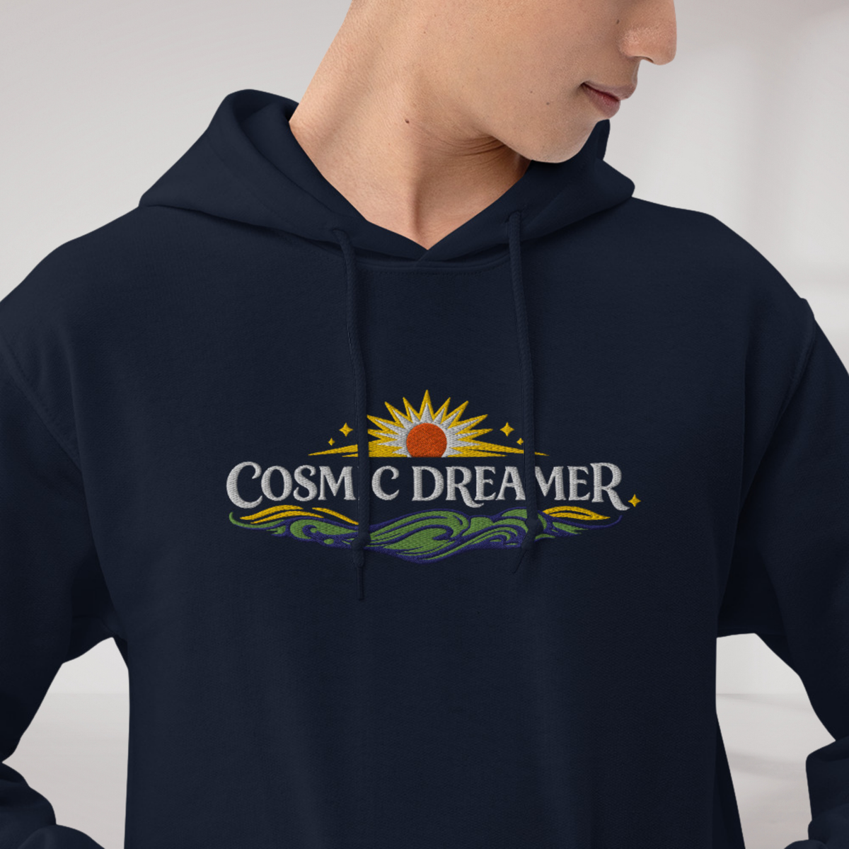 Cosmic Dreamer Hoodie Vibrant Grün ver. – Farbe Navy – Ansicht 4