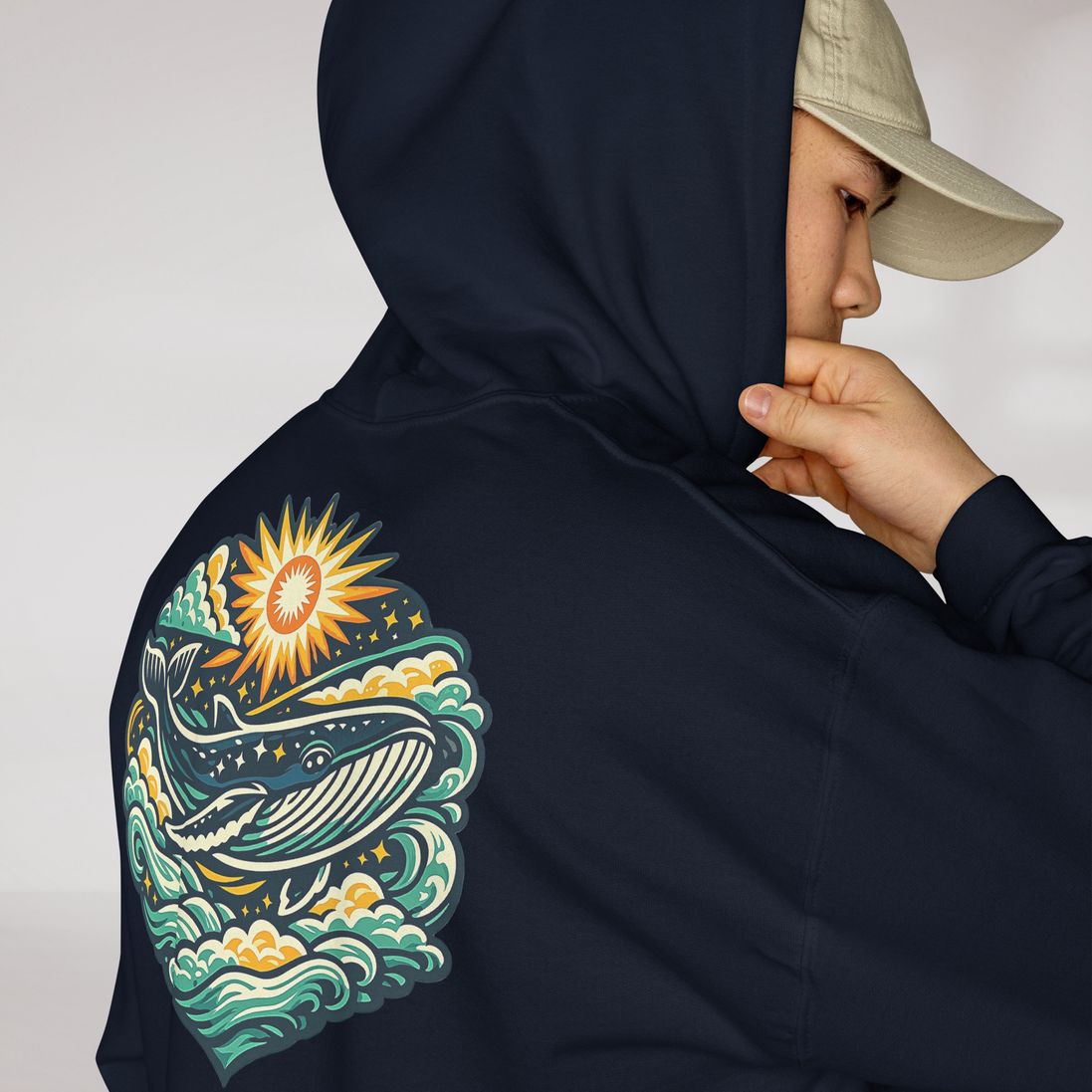 Cosmic Dreamer Hoodie Vibrant Grün ver. – Farbe Navy – Ansicht 5