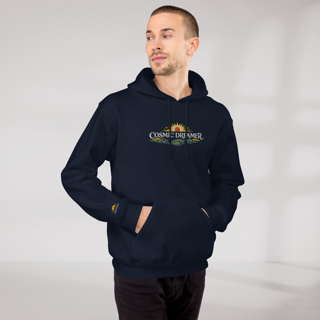 Cosmic Dreamer Hoodie Vibrant Grün ver. – Farbe Navy – Ansicht 8