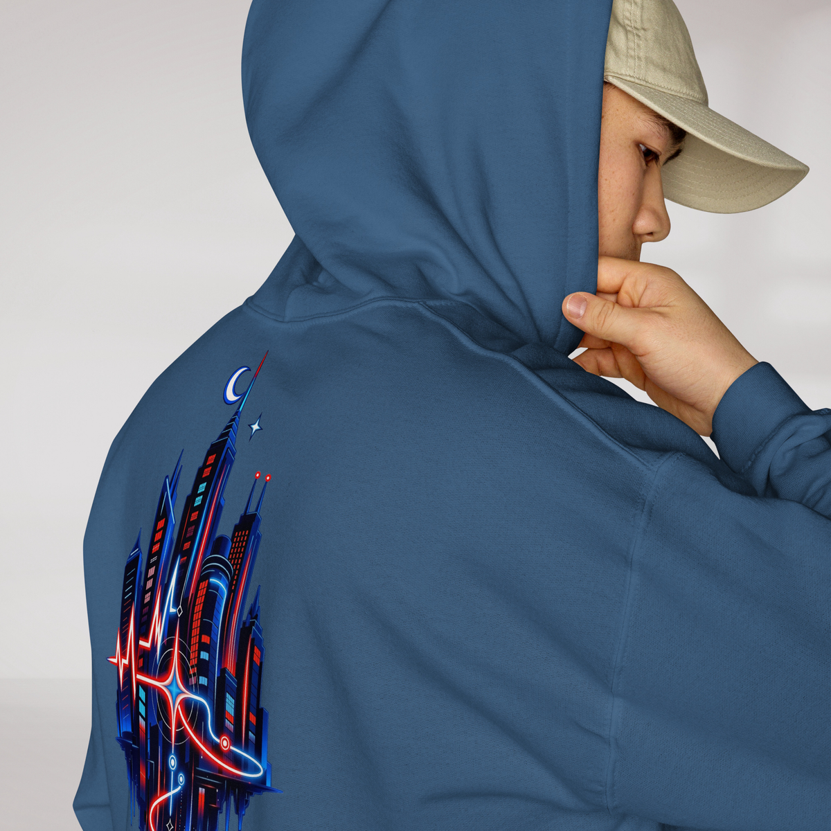 Pulse Wanderer Hoodie Rot ver. – Farbe Indigoblau – Ansicht 5
