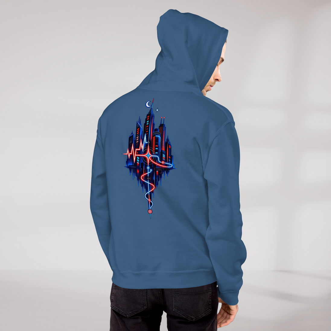 Pulse Wanderer Hoodie Rot ver. – Farbe Indigoblau – Ansicht 9