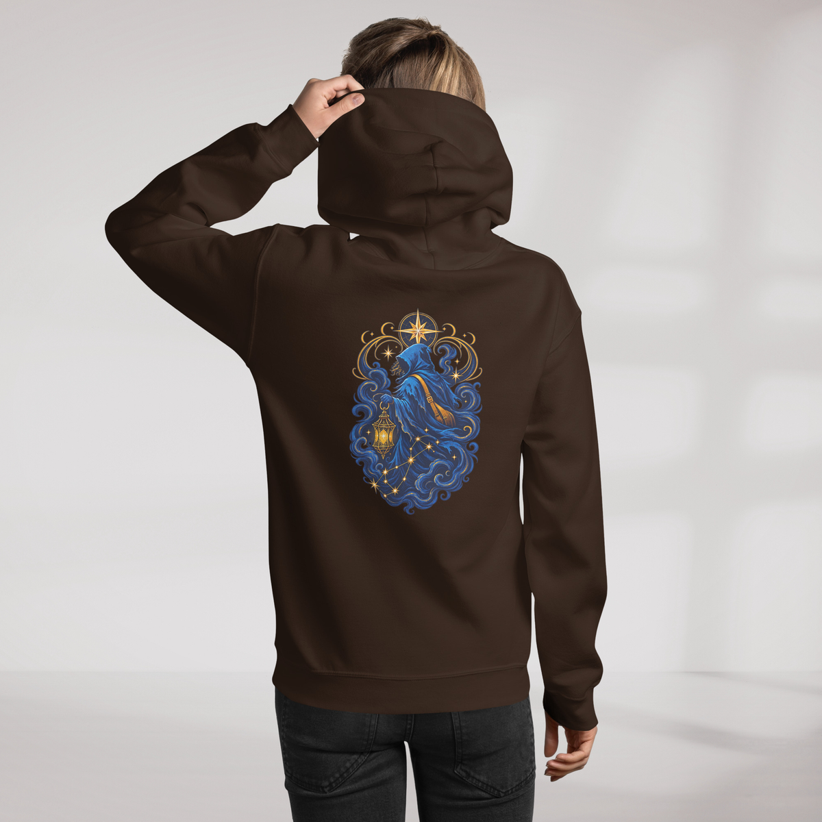 Star Wanderer Hoodie Blau ver. – Farbe Dunkle Schokolade – Ansicht 11