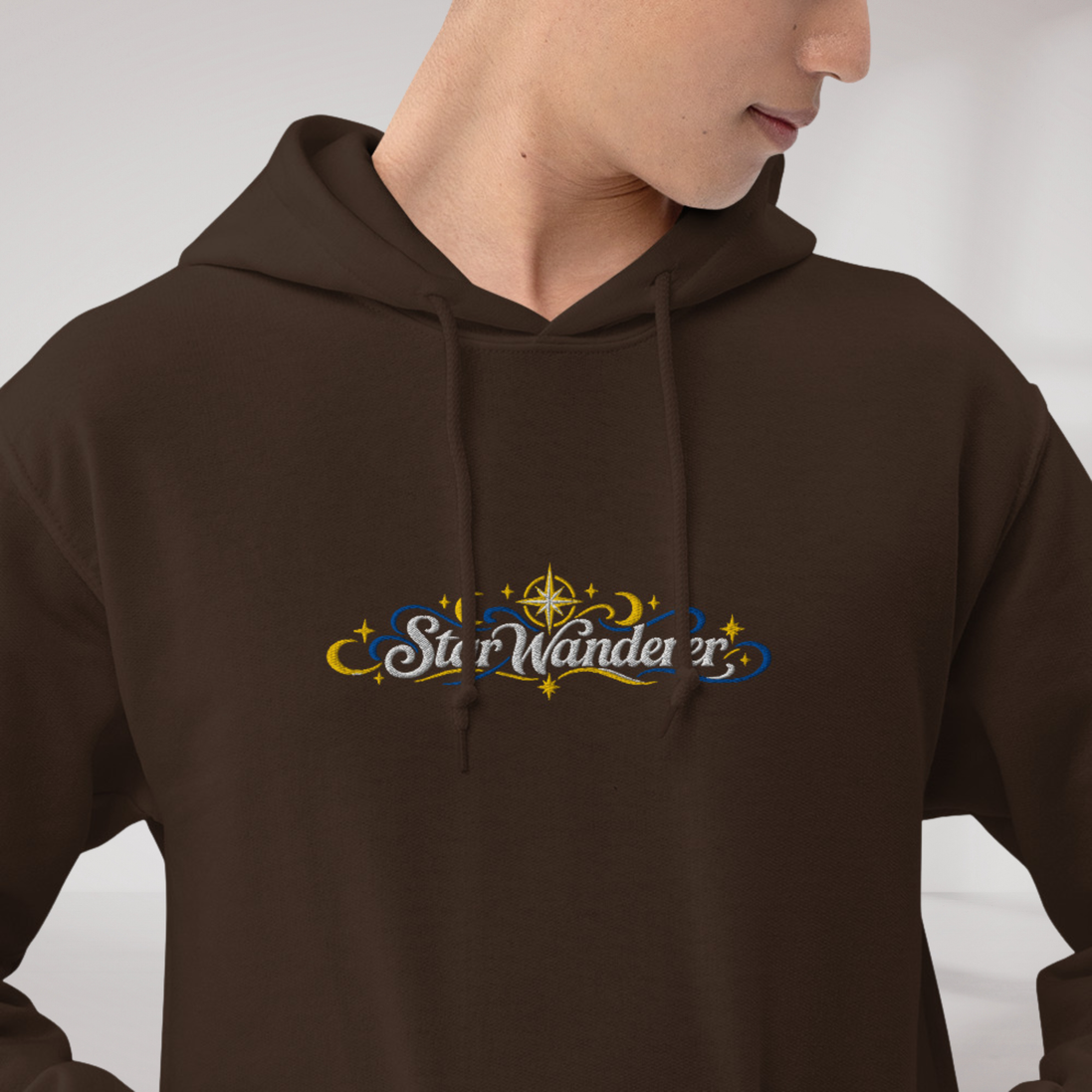Star Wanderer Hoodie Blau ver. – Farbe Dunkle Schokolade – Ansicht 4