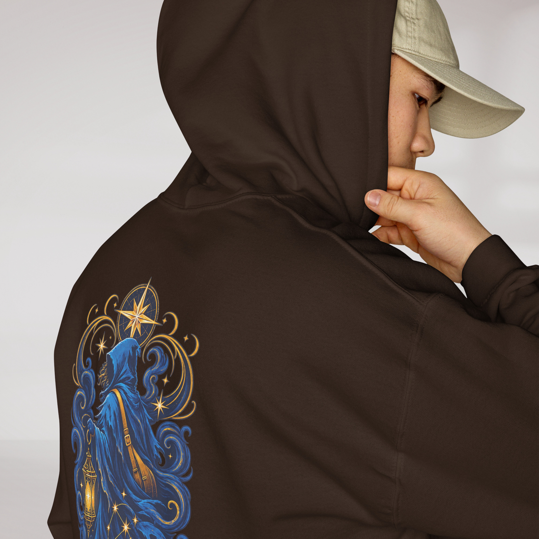 Star Wanderer Hoodie Blau ver. – Farbe Dunkle Schokolade – Ansicht 5