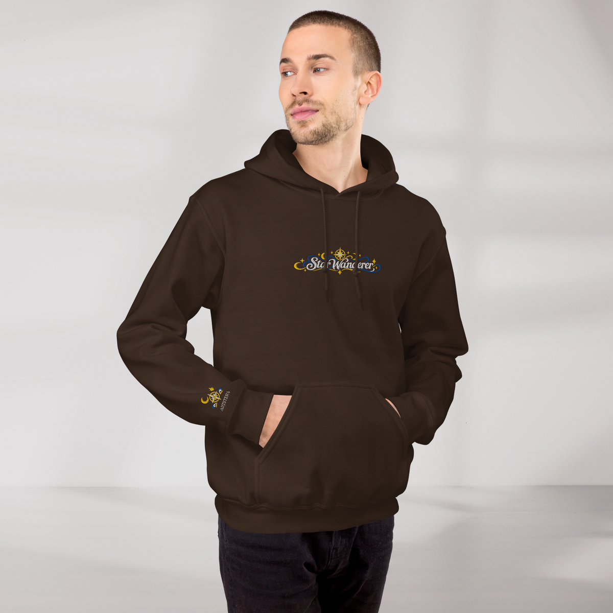Star Wanderer Hoodie Blau ver. – Farbe Dunkle Schokolade – Ansicht 8