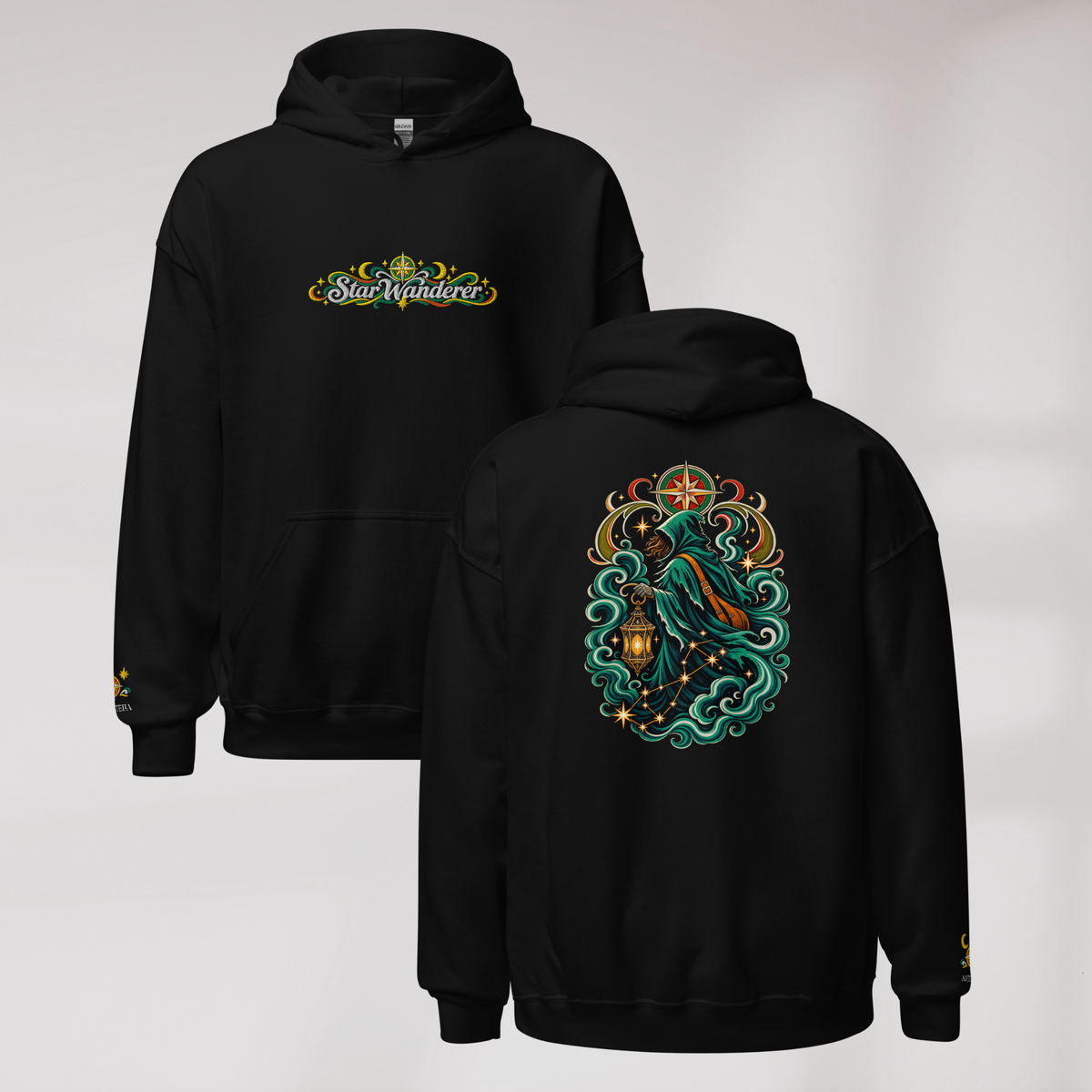 Star Wanderer Hoodie Retro – Farbe Schwarz – Ansicht 1