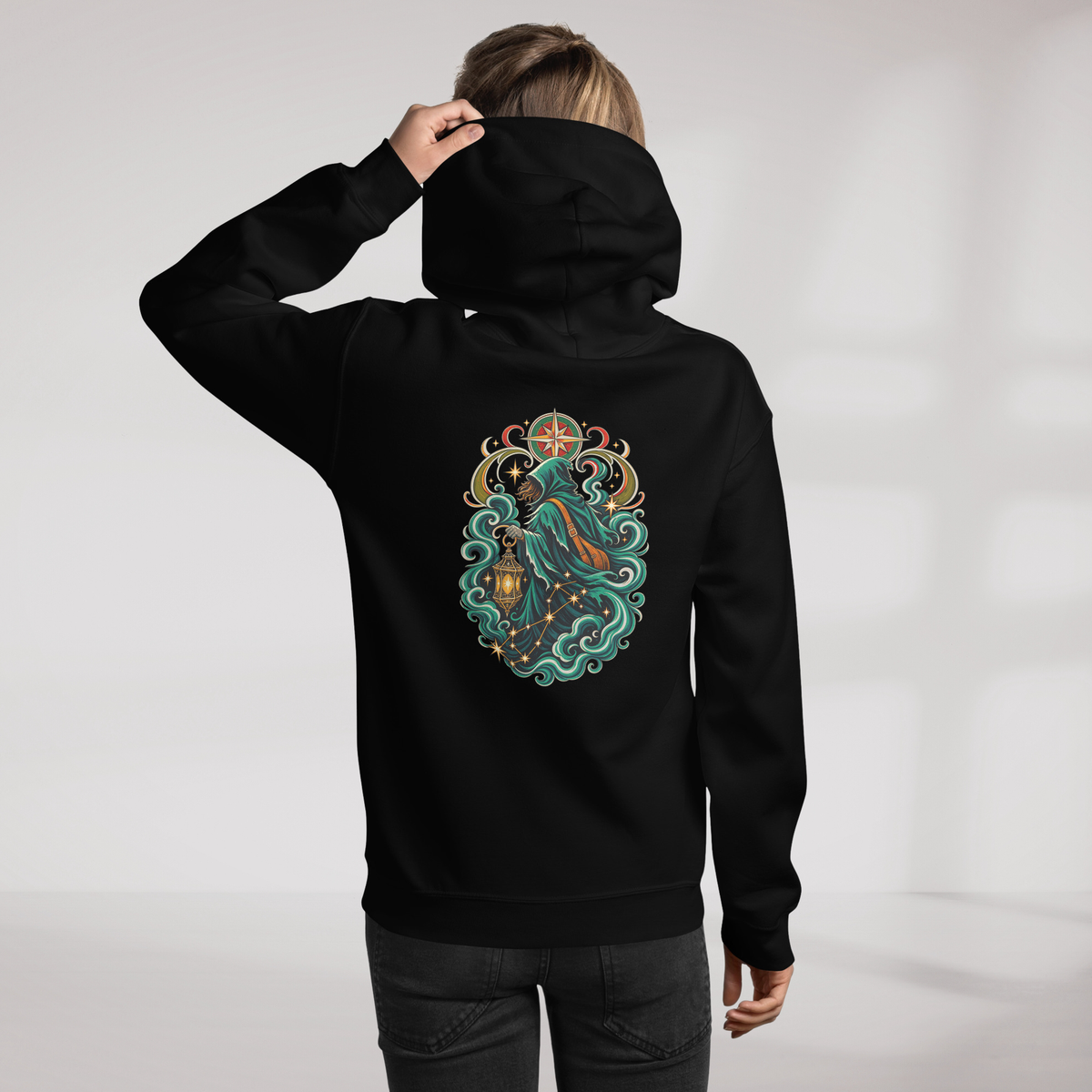 Star Wanderer Hoodie Retro – Farbe Schwarz – Ansicht 11