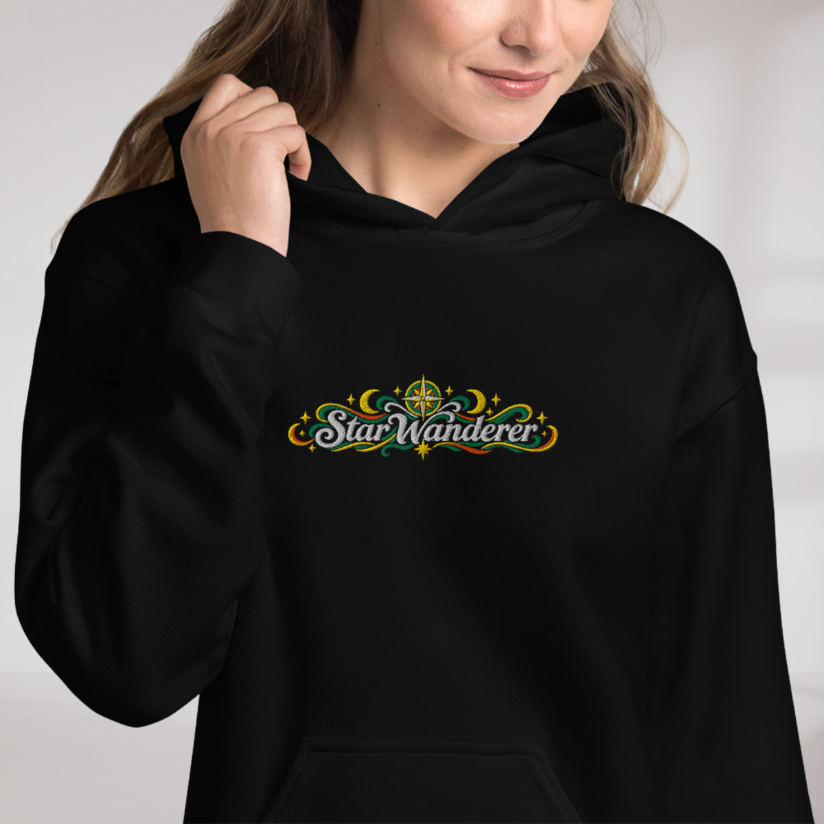 Star Wanderer Hoodie Retro – Farbe Schwarz – Ansicht 5