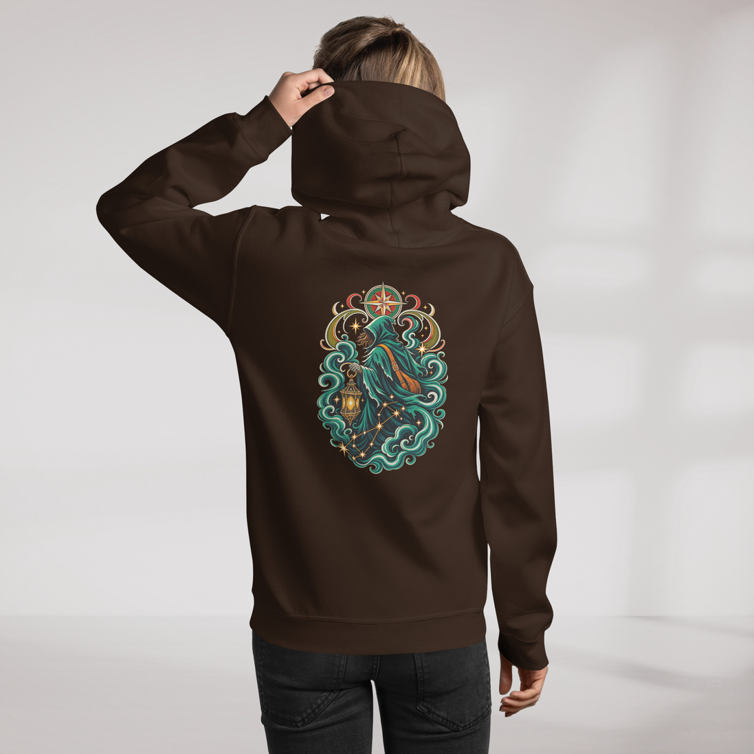 Star Wanderer Hoodie Retro – Farbe Dunkle Schokolade – Ansicht 11