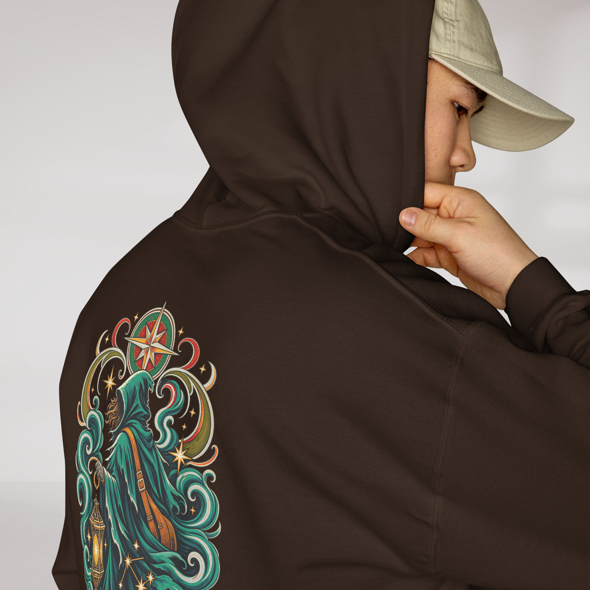 Star Wanderer Hoodie Retro – Farbe Dunkle Schokolade – Ansicht 6
