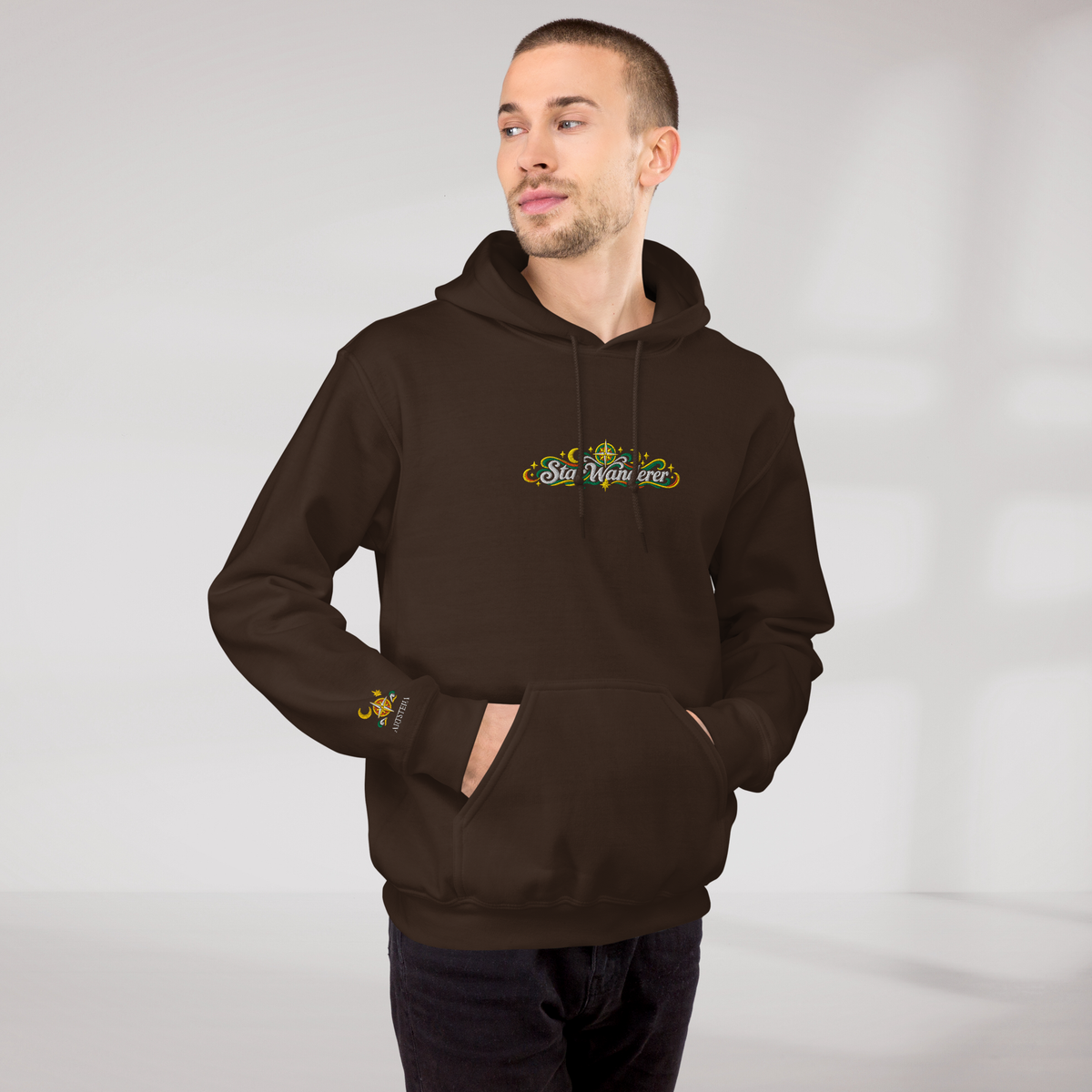 Star Wanderer Hoodie Retro – Farbe Dunkle Schokolade – Ansicht 8