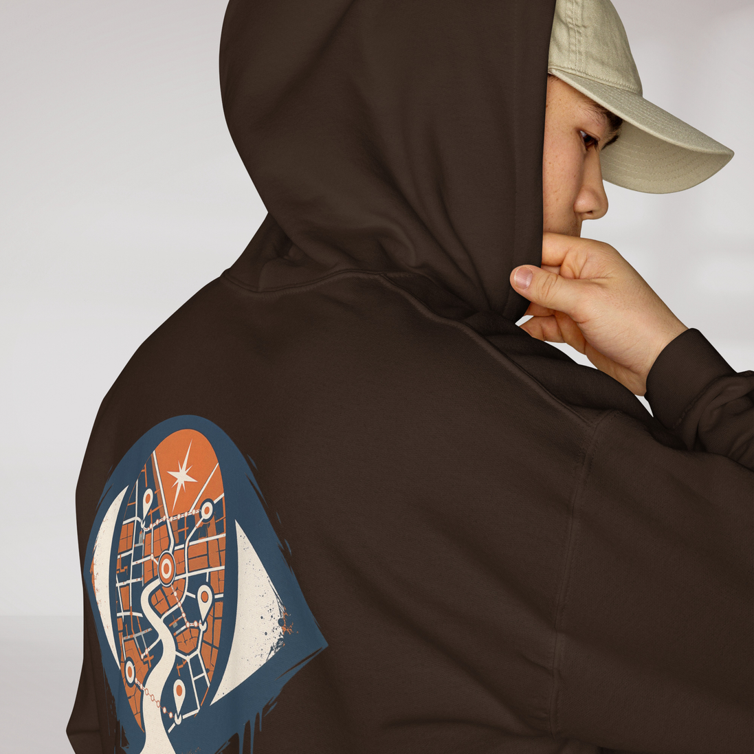 Street Seeker Hoodie Retro – Farbe Dunkle Schokolade – Ansicht 10