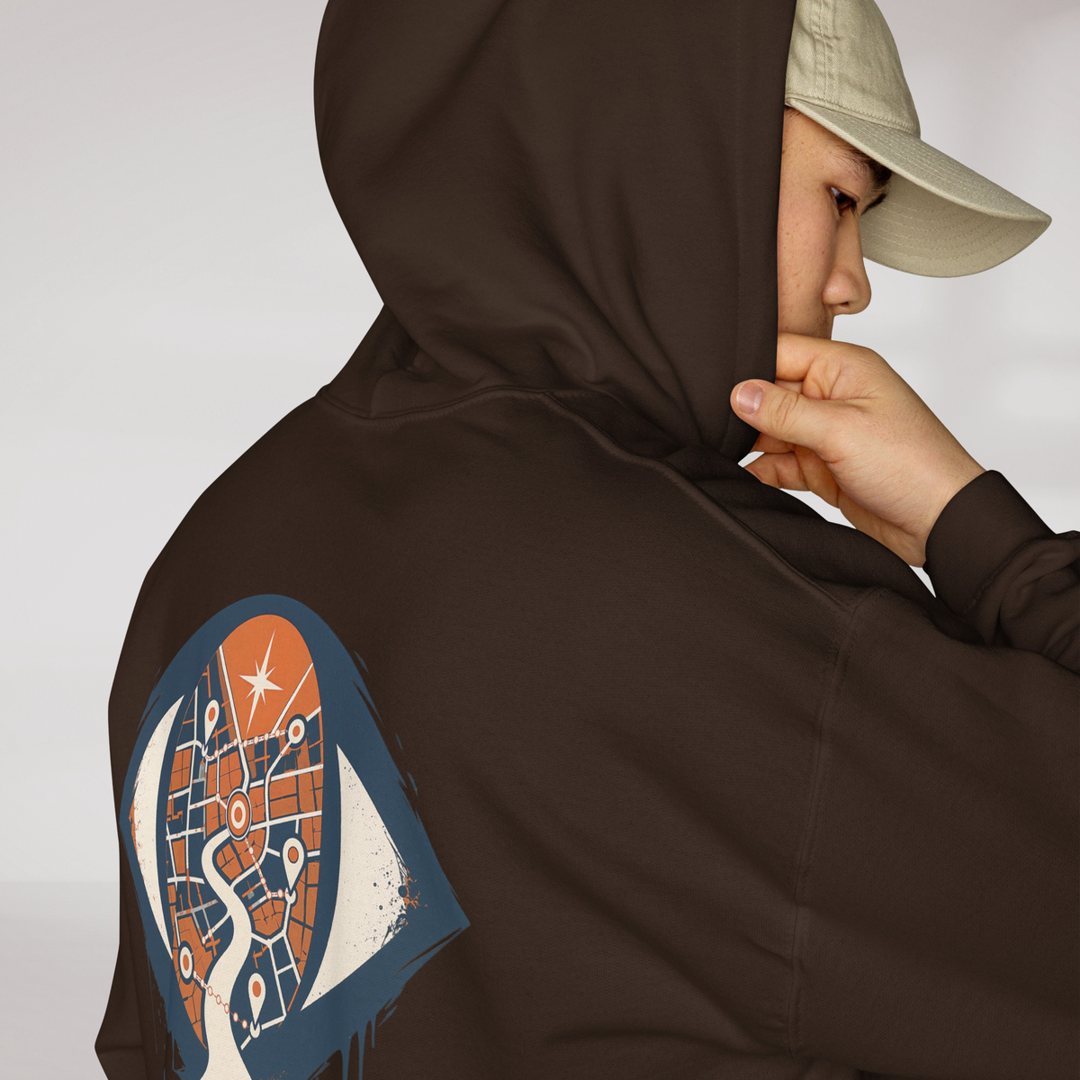 Street Seeker Hoodie Retro – Farbe Dunkle Schokolade – Ansicht 10