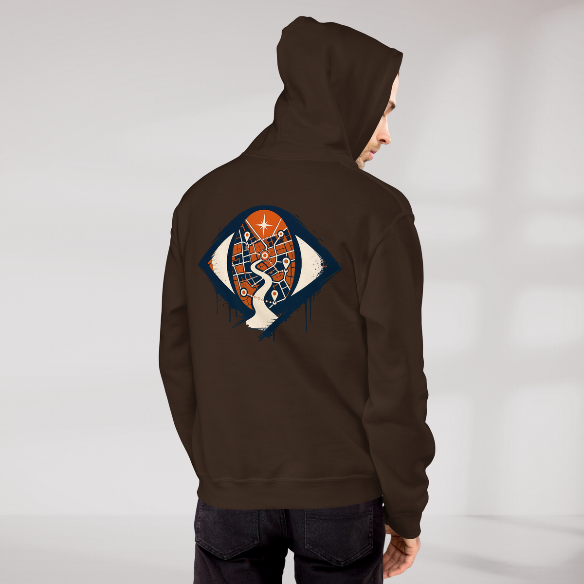 Street Seeker Hoodie Retro – Farbe Dunkle Schokolade – Ansicht 7