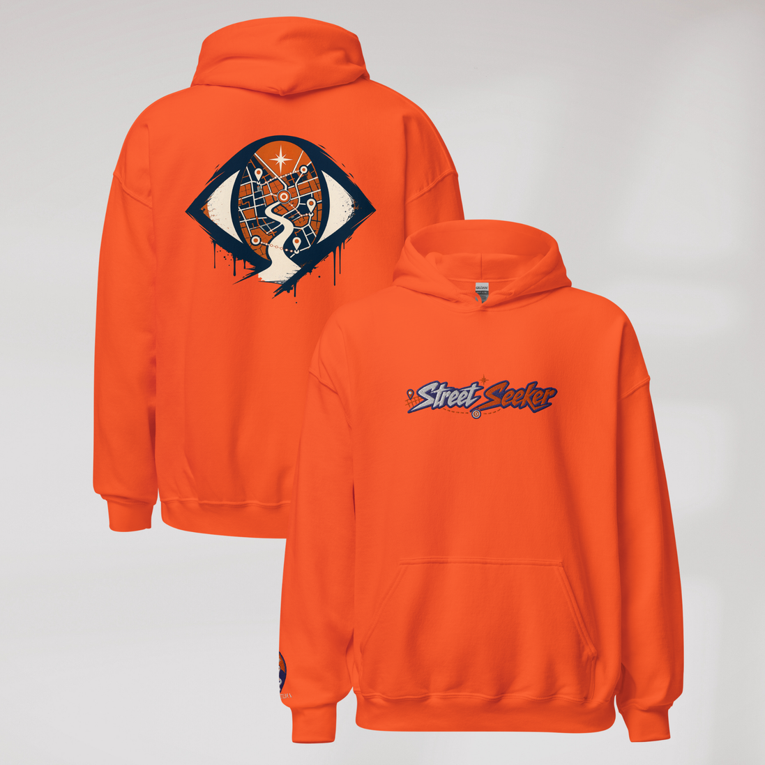 Street Seeker Hoodie Retro – Farbe Orange – Ansicht 1