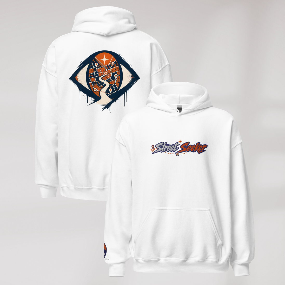 Street Seeker Hoodie Retro – Farbe Weiß – Ansicht 1