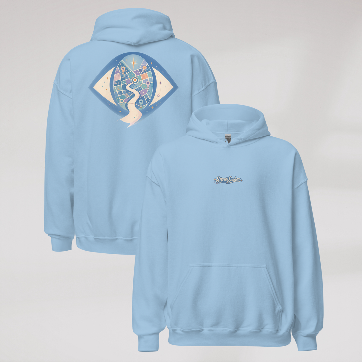 Street Seeker Hoodie Soft Blau ver. – Farbe Hellblau – Ansicht 1