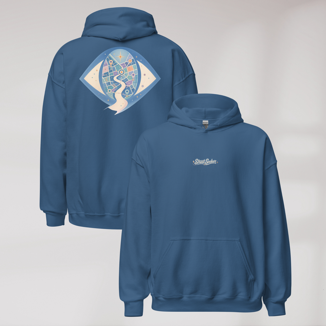 Street Seeker Hoodie Soft Blau ver. – Farbe Indigoblau – Ansicht 1