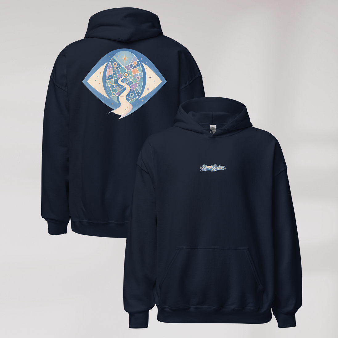 Street Seeker Hoodie Soft Blau ver. – Farbe Navy – Ansicht 1