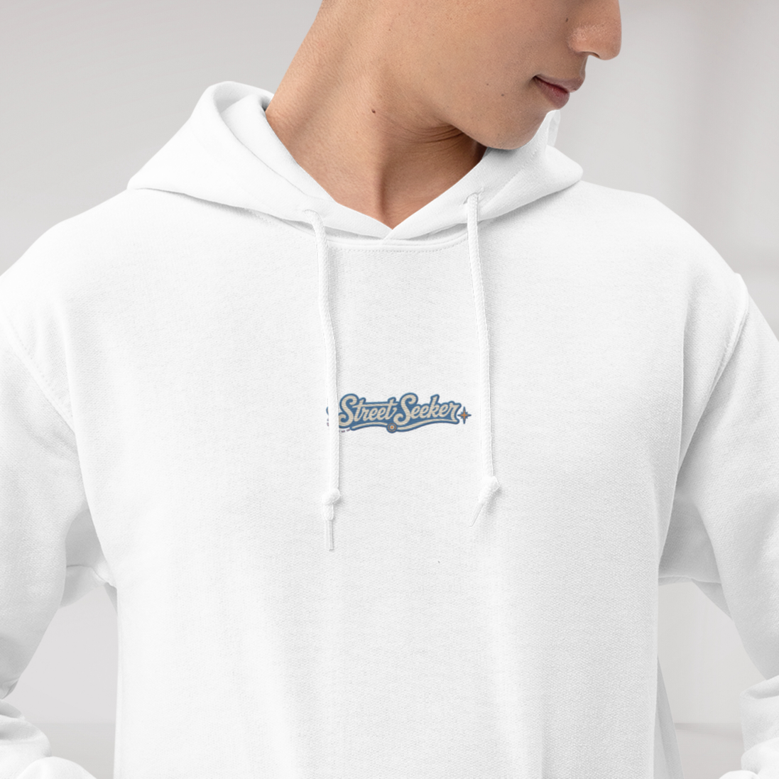 Street Seeker Hoodie Soft Blau ver. – Farbe Weiß – Ansicht 3