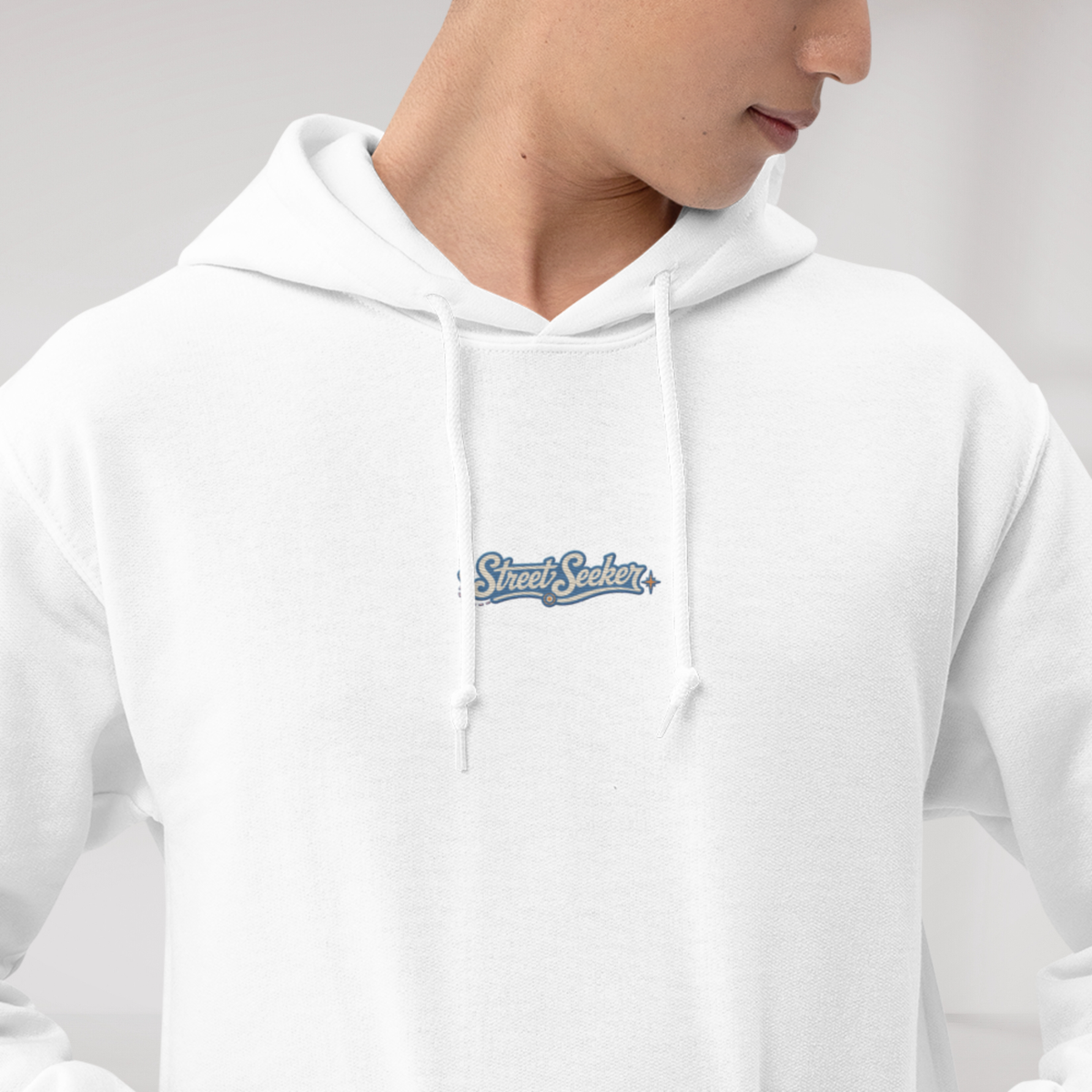Street Seeker Hoodie Soft Blau ver. – Farbe Weiß – Ansicht 3