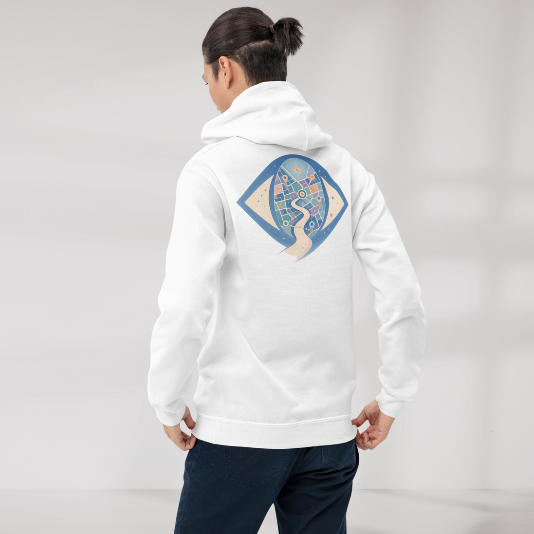 Street Seeker Hoodie Soft Blau ver. – Farbe Weiß – Ansicht 5