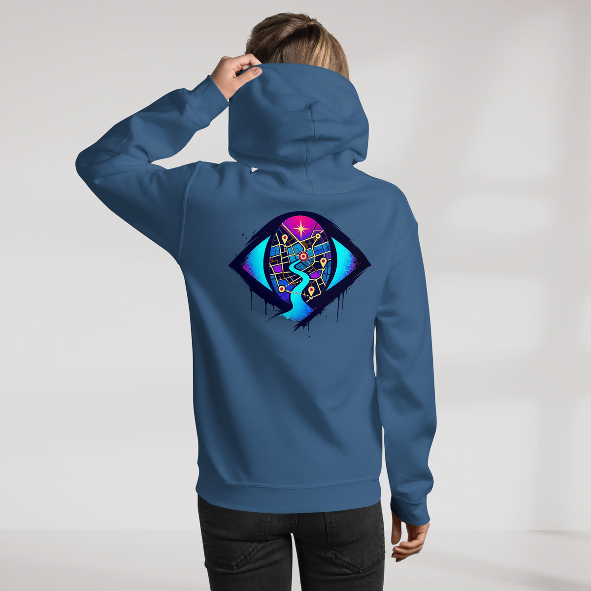 Street Seeker Hoodie Vibrant – Farbe Indigoblau – Ansicht 8